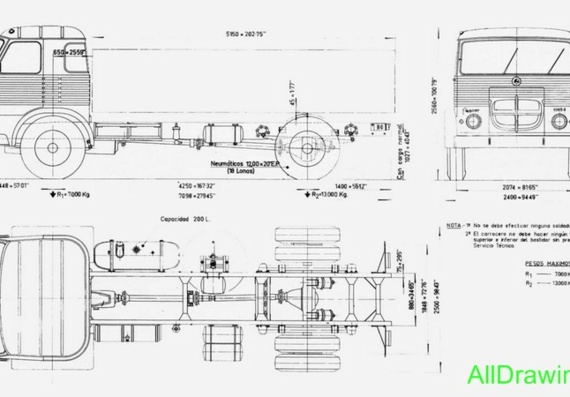 Pegaso 1065 (1966) truck drawings (figures)